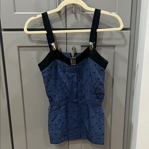 Vena Cava Blue Polka Dot Camisole with Black Trim